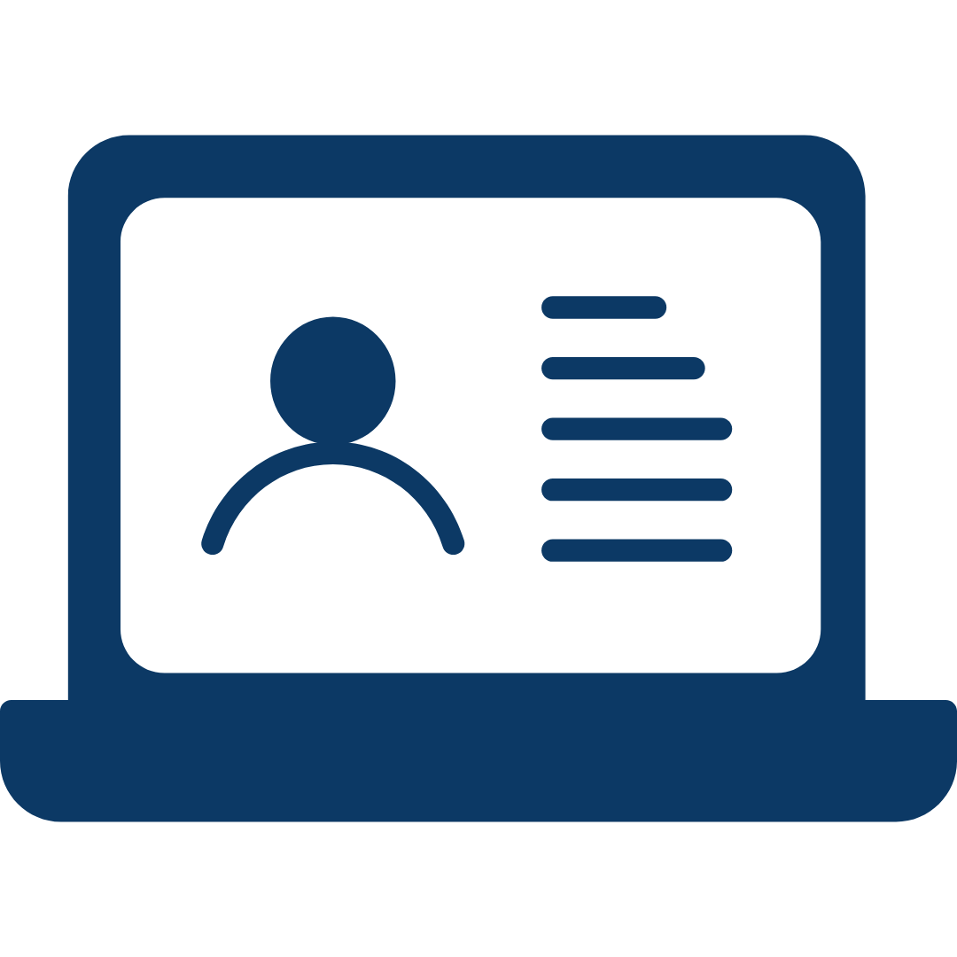 Ícono de laptop con perfil – estudios socioeconómicos de candidatos laborales