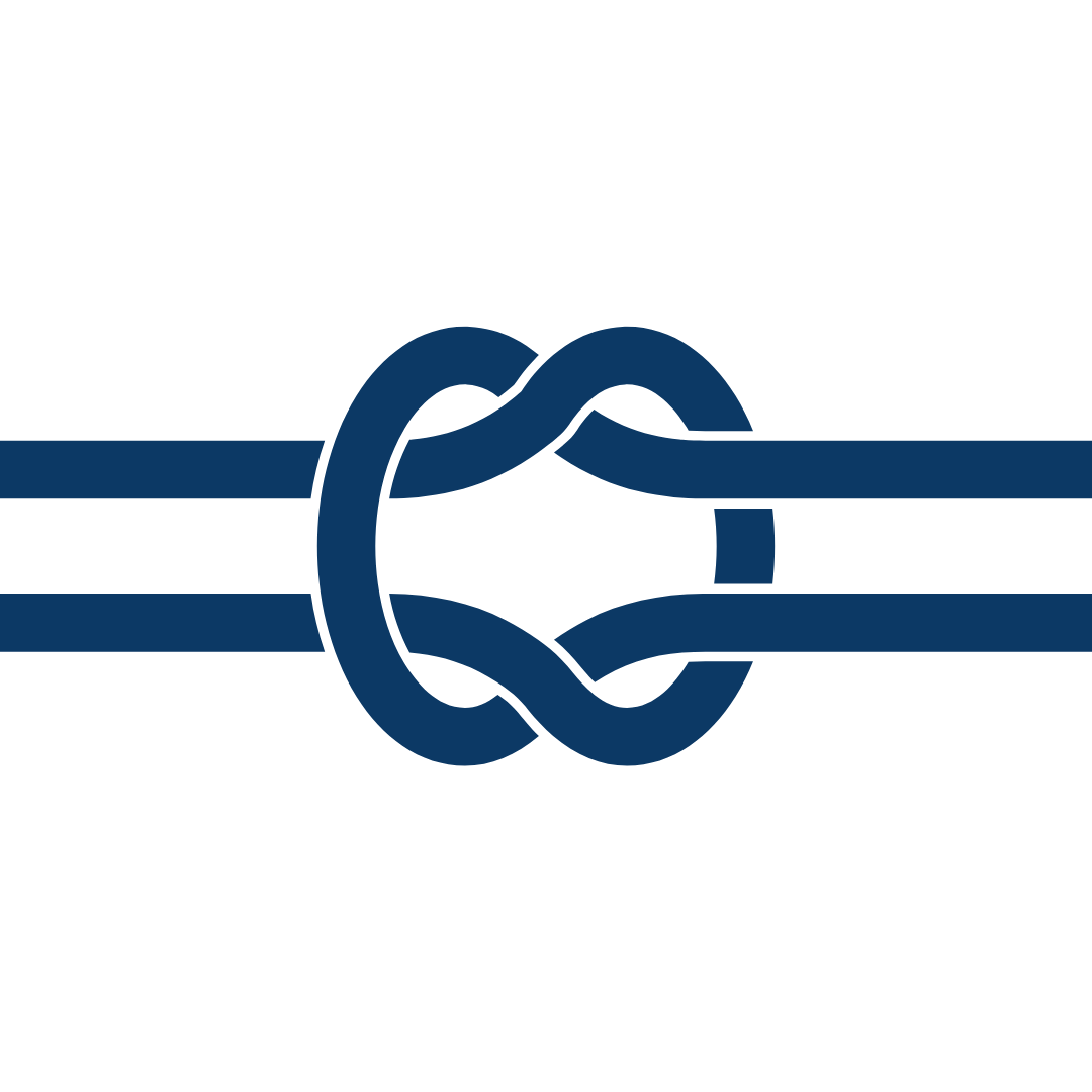 Ícono azul de cuerda con nudo – representación de compromiso, unión y solidez empresarial